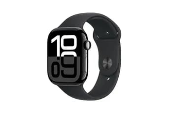 Apple Watch Series 10 GPS 42mm Boîtier en Aluminium Noir de Jais avec Bracelet Sport Noir - S/M