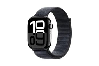 Apple Watch Series 10 GPS 42mm Boîtier en Aluminium Noir de Jais avec Boucle Sport Encre Violette