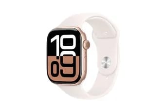 Apple Watch Series 10 GPS 42mm Boîtier en Aluminium Rose Gold avec Bracelet Sport Rose Tendre - S/M