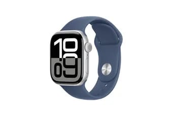 Apple Watch Series 10 GPS 46mm Boîtier en Aluminium Argent avec Bracelet Sport Denim - S/M