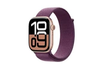 Apple Watch Series 10 GPS 46mm Boîtier en Aluminium Rose Gold avec Boucle Sport Prune