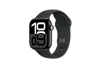 Apple Watch Series 10 GPS + Cellular 42mm Boîtier en Aluminium Noir de Jais avec Bracelet Sport Noir - S/M