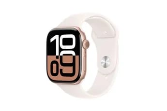 Apple Watch Series 10 GPS + Cellular 46mm Boîtier en Aluminium Rose Gold avec Bracelet Sport Rose Tendre - M/L