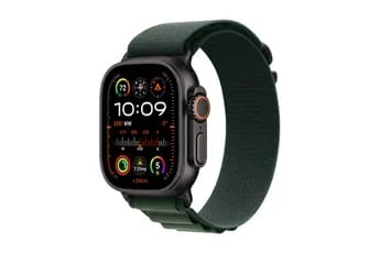 Apple Watch Ultra 2 GPS + Cellular 49mm Boîtier en Titane Noir avec Boucle Alpine Vert Fonce - Small