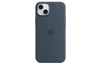 Coque en silicone avec MagSafe pour iPhone 15 Plus - Bleu orage
