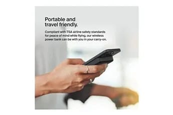 Batterie externe magnetique Qi2, 8K, 15W, support integre et cable USB-C vers USB-C de 1m inclus, noir.