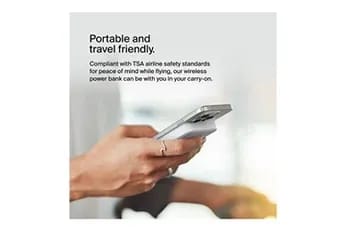 Batterie externe magnetique Qi2, 8K, 15W, support integre et cable USB-C vers USB-C de 1m inclus, blanc