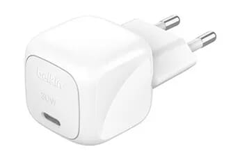 Chargeur secteur USB-C 30W Power Delivery, blanc.