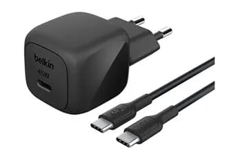 Chargeur secteur USB-C 45W, avec cable d''un metre  USB-C vers USB-C inclus, noir.