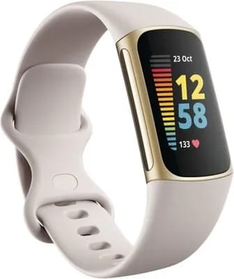 Bracelet connecté FITBIT Charge 5 or pale blanc lunaire