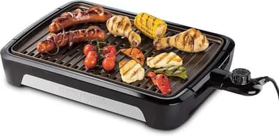 ASFASFq-Barbecue électrique portable [80% moins de fumée] Barbecue de table & extérieur (Grille antiadhésive compatible lave-vaisselle, bac à graisse, réglage de température) 25850-56
