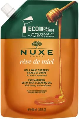 Gel lavant surgras visage et corps Rêve de Miel® rechargeable - Éco-recharge 400ml                                - Nuxe