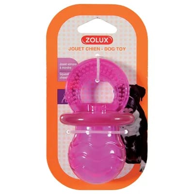Jouet Zolux Tétine Pop, rose pour chien - L 6 x l 6 x H 10 cm