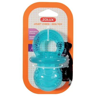 Jouet Zolux Tétine pop, bleu pour chien - L 6 x l 6 x H 10 cm