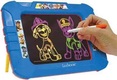 Ardoise à dessiner lumineuse néon avec feutres et modèles coloris Pat Patrouille