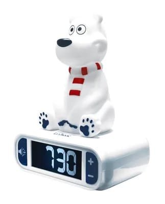 Réveil Avec Veilleuse Animaux (ours Polaire) En 3d Design Et Effets Sonores