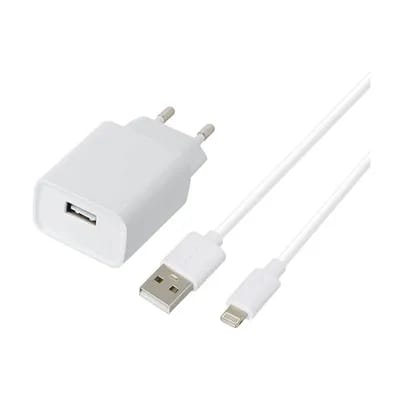 Chargeur Secteur 2,4aa + Cable Lightning Blanc 1m High One