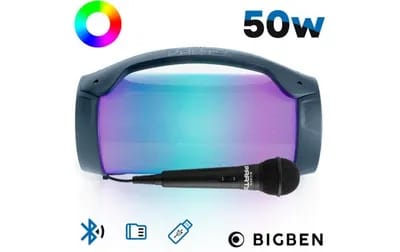 Enceinte Bluetooth Lumineuse et Micro filaire Bigben Party BT Lite bleu