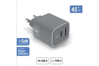 Chargeur pour téléphone mobile Force Power Chargeur secteur 45W USB A + C Recycle Gris