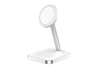 Chargeur pour téléphone mobile Force Power Chargeur induction 3 en 1 Stand Compatible MagSafe 15W Garanti a vie Blanc avec chargeur
