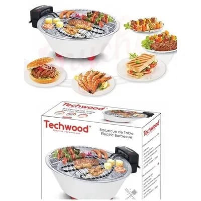 Barbecue Electrique BLANC Ø 31cm Grille Inox Cuisson diétetique et sans fumee 1250W