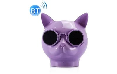 Haut-parleurs Bluetooth Stéréo Forme Mini Chat Mains Libres/Carte TF/FM Violet Y