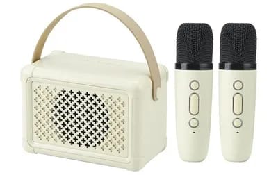 Mini Enceinte Bluetooth Portable Double Microphone Karaoke Maison Son HIFI Clair