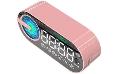 Enceinte Bluetooth Rose Élégante Avec Alarme, Lumière Colorée, Subwoofer Et Auto