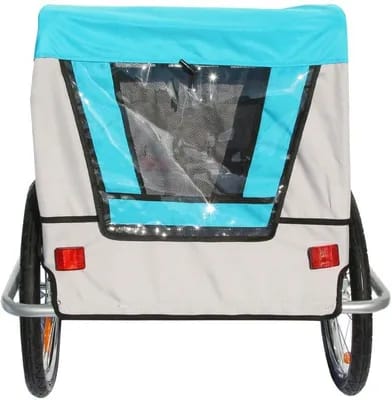 Remorque de vélo couverte 2 places maxi blocage et fixation axe de roue arrière - montage rapide sans outil enfant P2R 45 Kg