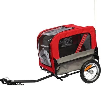 Remorque utilitaire avec roues fixation axe de roue arrière - pour transport chien-bagage - 2 ouvertures (avant+arrière) + bras supplementaire P2R Maxi