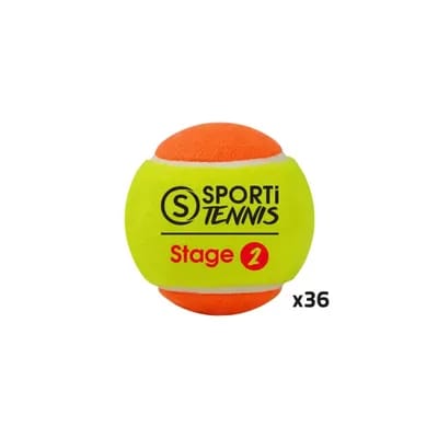 Sachet de 36 balles de tennis Sporti Stage 2