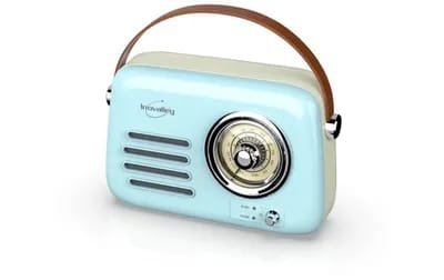 Radio vintage portative Bluetooth bleue