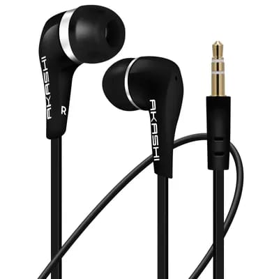 Écouteurs Stéréo Filaires Jack 3.5mm Intra-auriculaires Akashi Noir