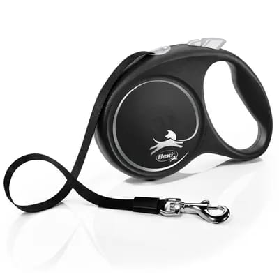 Laisse flexi Black Design noir, 5 m pour chien - taille L : jusqu'à 50 kg