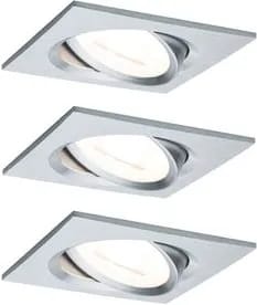 Kit 3 spots LED Nova carré GU10 orientables à encastrer alu 6,5W