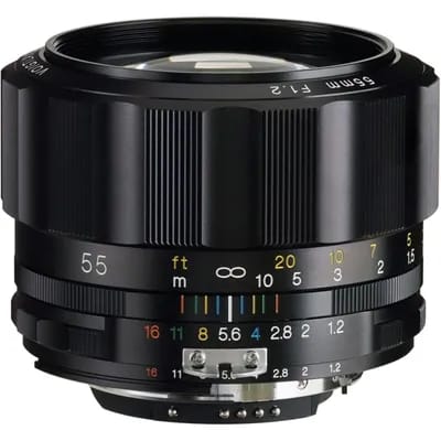 Voigtländer Nokton 55mm F/1.2 SLII-S Nikon Ai-S (CPU) black lens