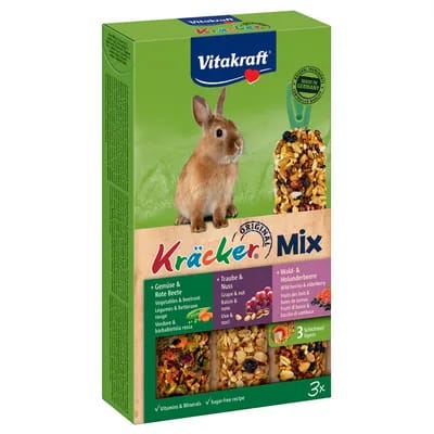 Trio-Mix Crackers légumes, raisin, myrtille Vitakraft 3 friandises pour lapin nain