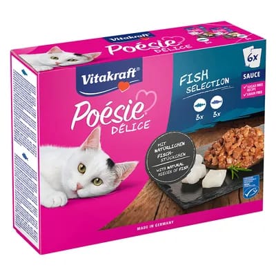 6 x 85 g Vitakraft Poison DéliSauce Mix Poche poisson mixte