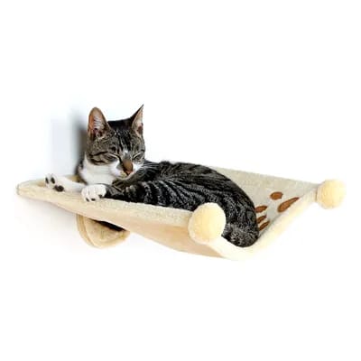 Hamac Trixie en peluche à fixation murale L 41 x l 42 x H 15 cm (beige) - pour chat