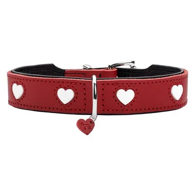 Collier HUNTER Love, rouge pour chien - taille 55 : tour de cou 41 - 49 cm