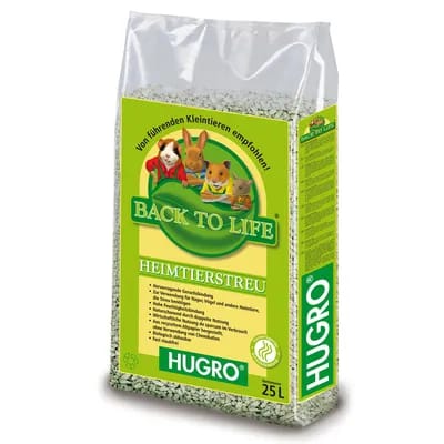 Litière en cellulose Hugro Back to Life, rongeur & oiseaux - lot % : 2 x 25 L