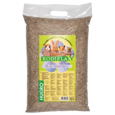 litière de lin Hugro RODIFLAX 20 l pour petits animaux