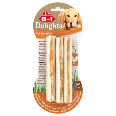 8in1 Delights, poulet, bâtonnets à mâcher pour chien - 75 g (3 bâtonnets)