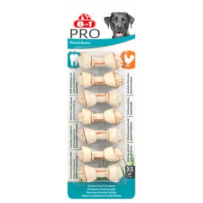 8in1 Pro Dental, poulet, os à mâcher pour chien - taille XS, 84 g (7 os)