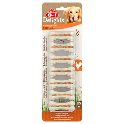 8in1 Delights Strong, os à mâcher pour chien - taille XS, 140 g (7 os)