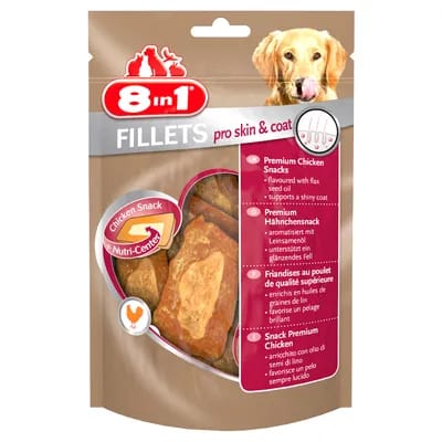 3x80g 8in1 Fillets Pro Skin & Coat taille S - Friandises pour chien