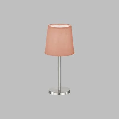 FH Lighting Lampe à poser Eve abat-jour lin nickel/rose