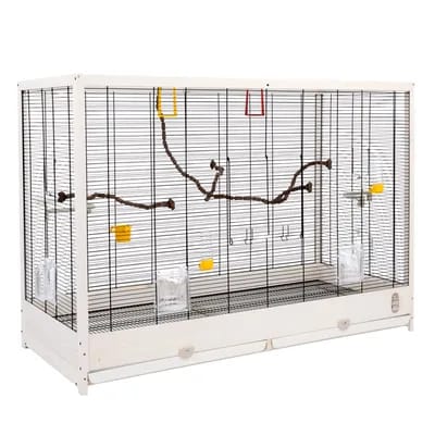 Cage en bois TIAKI Robin XXL pour oiseaux - L 113,4 x l 53 x H 81,7 cm