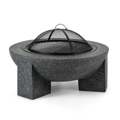 Braséro De Jardin Blumfeldt Troja - Barbecue Ø 75 Cm Avec Pare-Étincelles En Acier En Pierre Artificielle - Résistante Au Feu