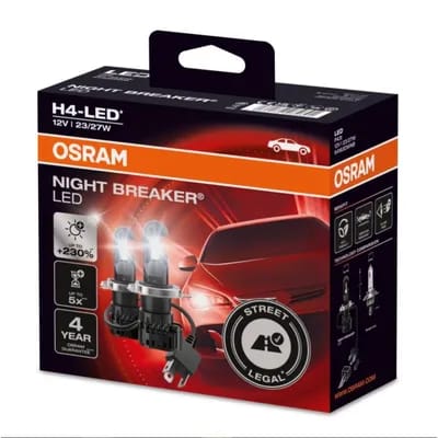 2 Ampoules Osram H4 Led Street Legal 12v 27/23w